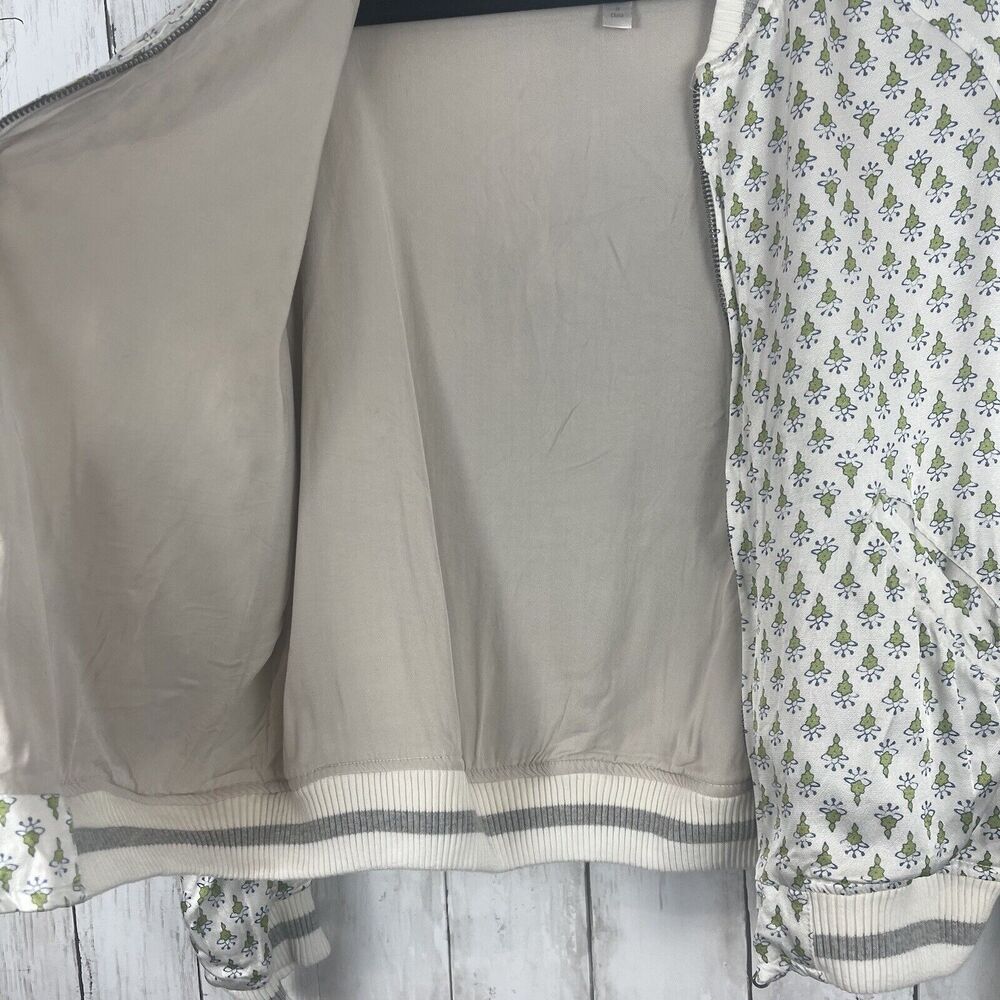Tiny Editions Anthropologie Jacket Medium Ivory Floral Amber Embroidered Bomber - Picture 8 of 11